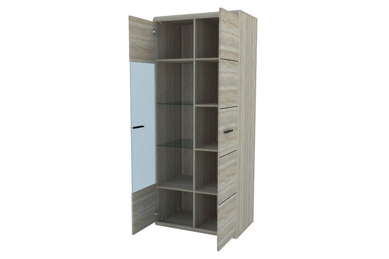 Hvitrinskap Link 80X37X194 Cm - Beige/Brun - Oppbevaring - Skap - Vitrineskap