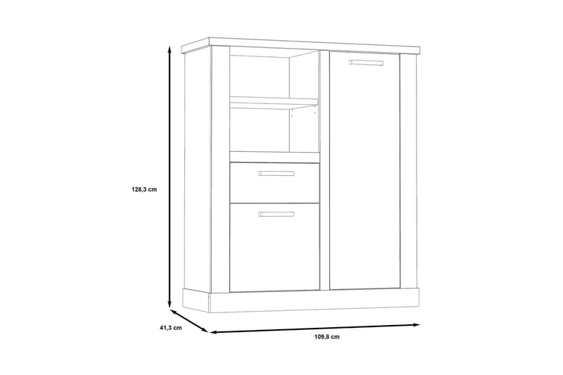 Skjenk Breage 41x110 cm - Brun | Hvit - Oppbevaring - Skap - Vitrineskap