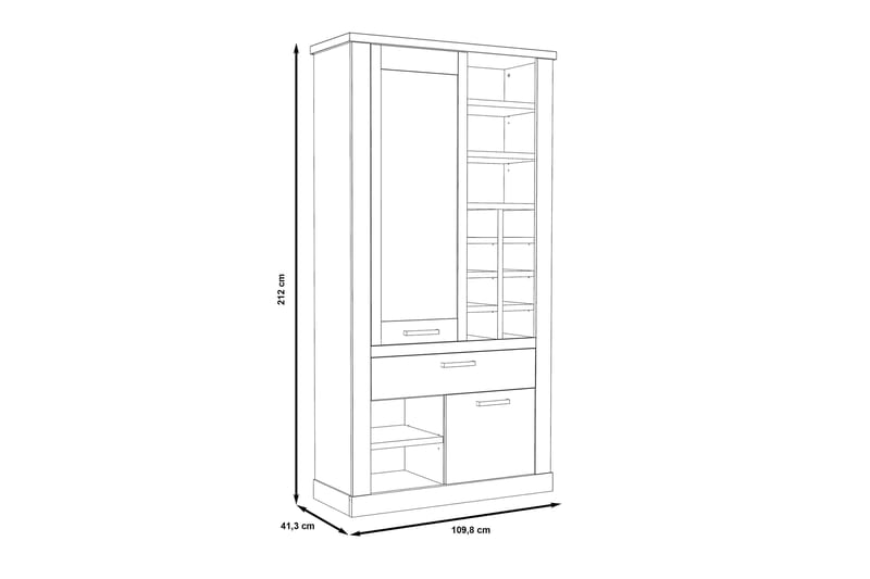 Vitrineskap Breage 41x108 cm - Brun | Hvit - Oppbevaring - Skap - Vitrineskap