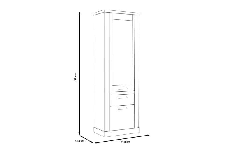 Vitrineskap Breage 41x71 cm - Brun | Hvit - Oppbevaring - Skap - Vitrineskap