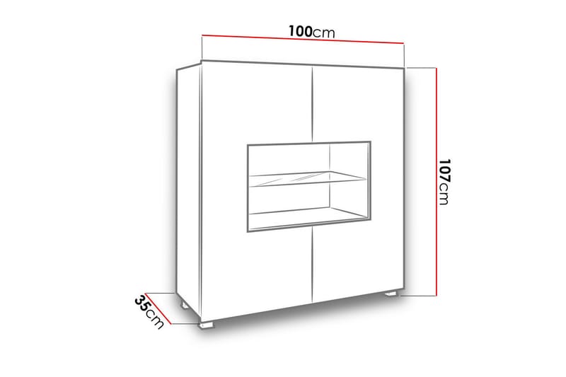 Vitrineskap Calabrini 100x35x107 cm - Brun - Oppbevaring - Skap - Vitrineskap