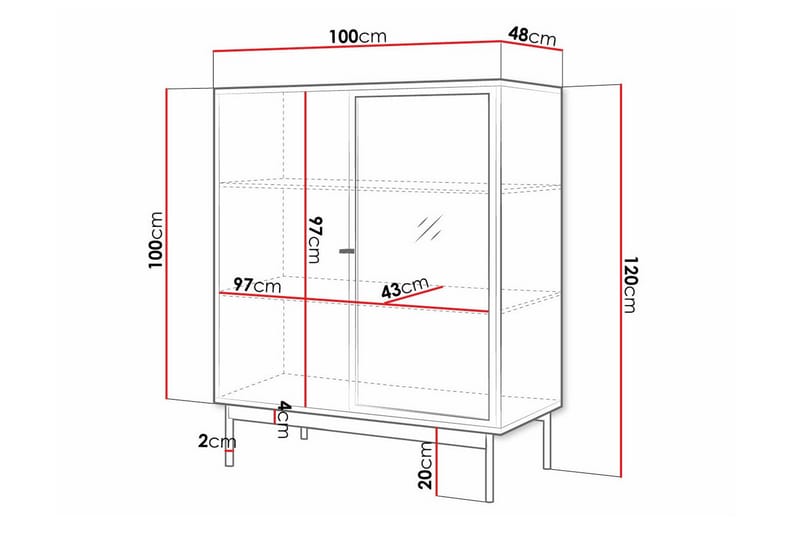 Vitrineskap Kintore 120 cm - Svart - Oppbevaring - Skap - Vitrineskap