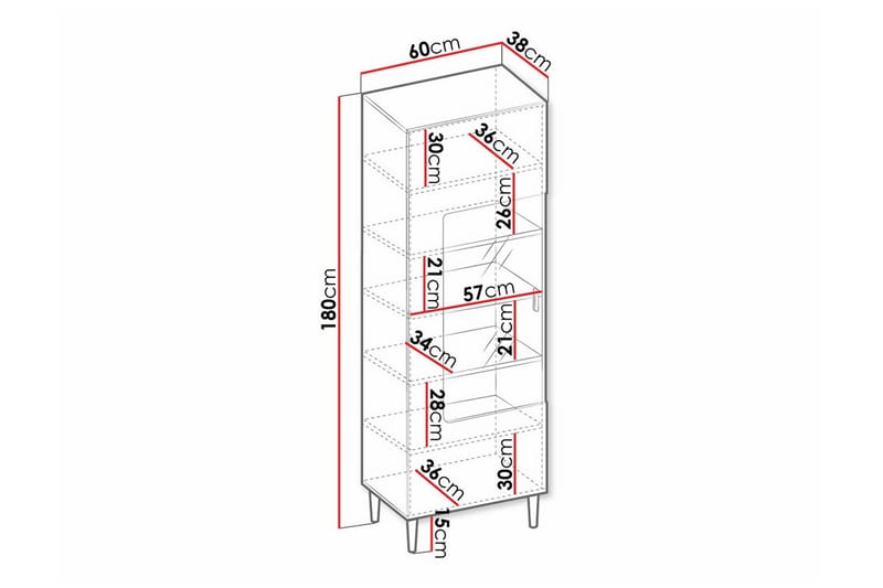 Vitrineskap Kintore 180 cm - Hvid - Oppbevaring - Skap - Vitrineskap