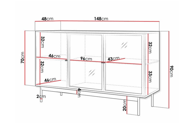 Vitrineskap Kintore 90 cm - Svart - Oppbevaring - Skap - Vitrineskap