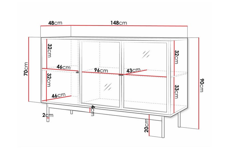 Vitrineskap Kintore 90 cm - Svart - Oppbevaring - Skap - Vitrineskap