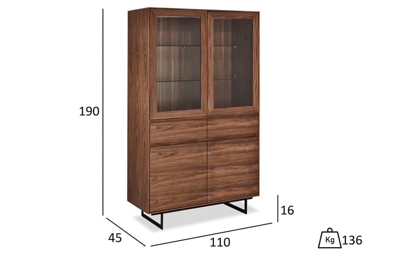 Vitrineskap Oldington 110 cm - Vitrineskap