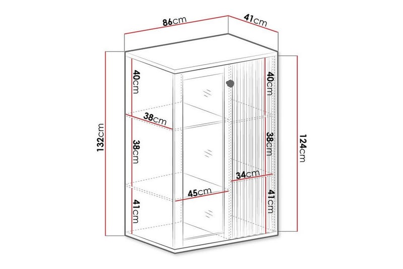 Vitrineskap Rosehall 132 cm - Svart - Oppbevaring - Skap - Vitrineskap