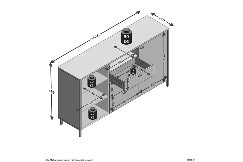 Vitrineskap Sacco 163 cm - Brun - Oppbevaring - Skap - Vitrineskap