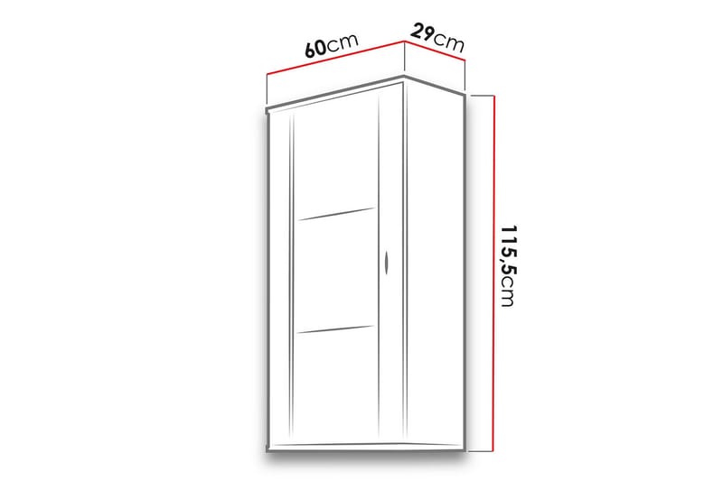 Vitrineskap Soho 60x29x115,5 cm - Hvit - Oppbevaring - Skap - Vitrineskap