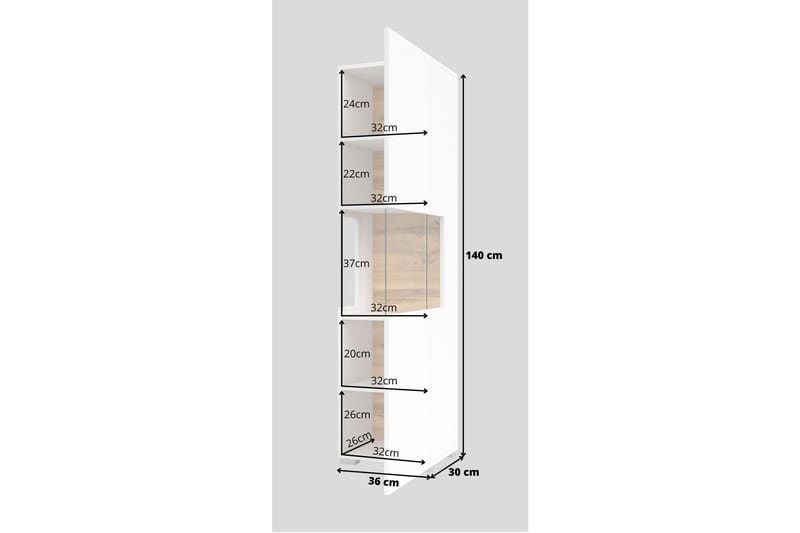 Vitrineskap Speno 140 cm - Hvit - Oppbevaring - Skap - Vitrineskap