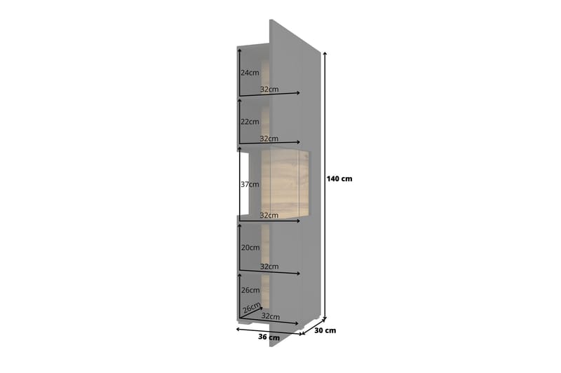 Vitrineskap Speno 140 cm - Svart - Oppbevaring - Skap - Vitrineskap