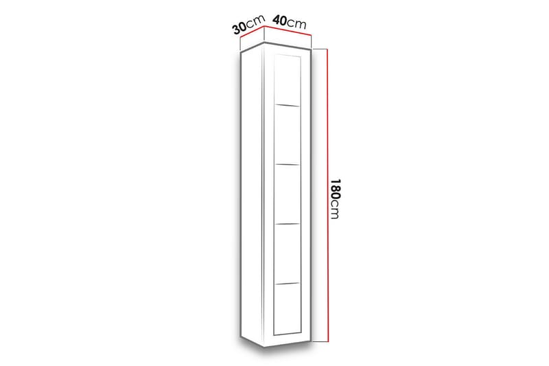 Vitrineskap Veria 30x40 cm Blå LED - Natur/Svart - Oppbevaring - Skap - Vitrineskap