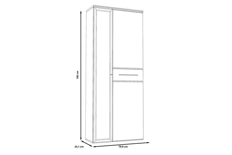 Vitrineskap Pashua 80x196 cm - Grå | Brun - Oppbevaring - Skap - Vitrineskap