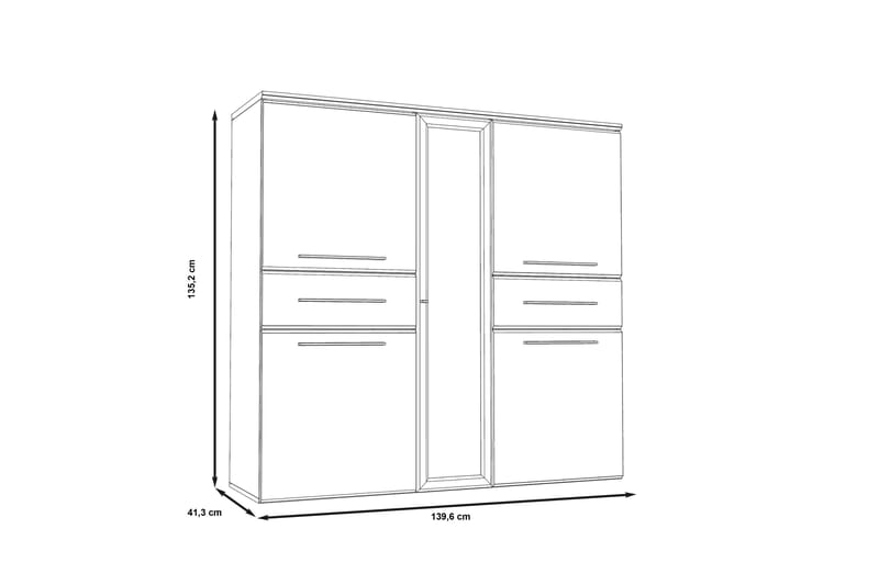 Vitrineskap Pashua 140x135 cm - Grå | Brun - Oppbevaring - Skap - Vitrineskap