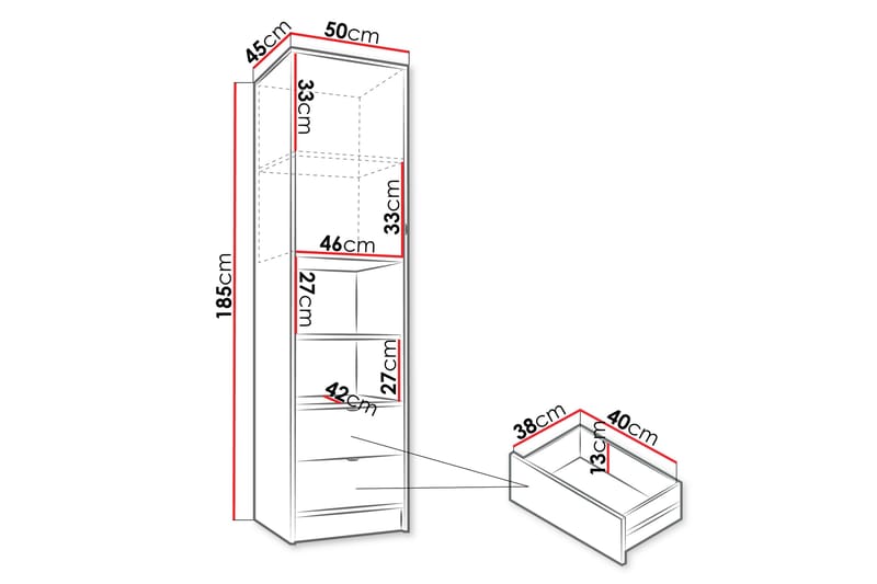 Vitrineskap Munkedal 40 cm - Hvit - Oppbevaring - Skap - Vitrineskap