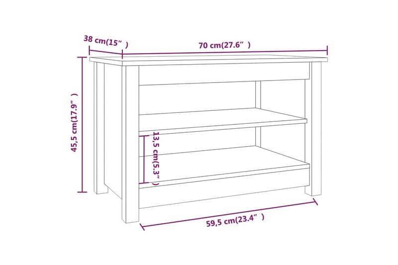 beBasic Skobenk 70x38x45,5 cm heltre furu - Brun - Oppbevaring - Skooppbevaring - Skobenk & skohylle med benk