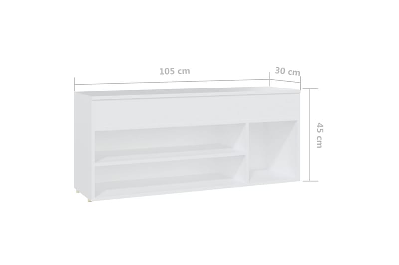 Skobenk hvit 105x30x45 cm sponplater - Hvit - Oppbevaring - Skooppbevaring - Skobenk & skohylle med benk