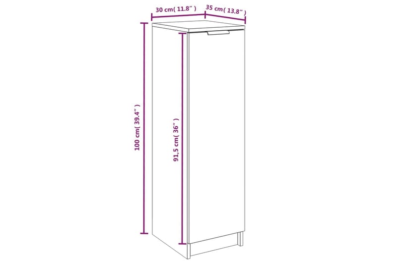 beBasic Skoskap brun eik 30x35x100 cm konstruert tre - Brun - Oppbevaring - Skooppbevaring - Skohylle & skostativ