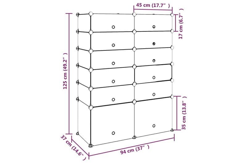 beBasic Skostativ svart 94x37x125 cm PP - Svart - Oppbevaring - Skooppbevaring - Skohylle & skostativ