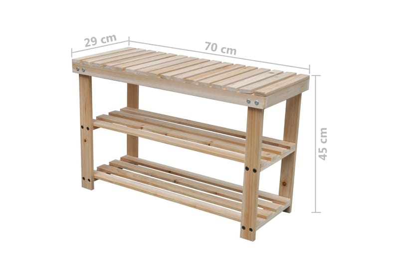 Skostativ med benk 2-i-1 2 stk heltre - Oppbevaring - Skooppbevaring - Skohylle & skostativ