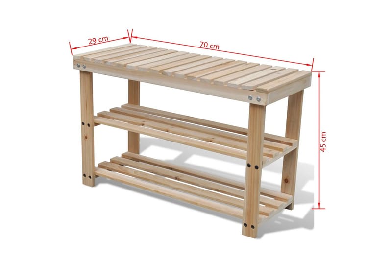 Skostativ med benktopp 2-i-1 heltre gran - Brun - Oppbevaring - Skooppbevaring - Skohylle & skostativ