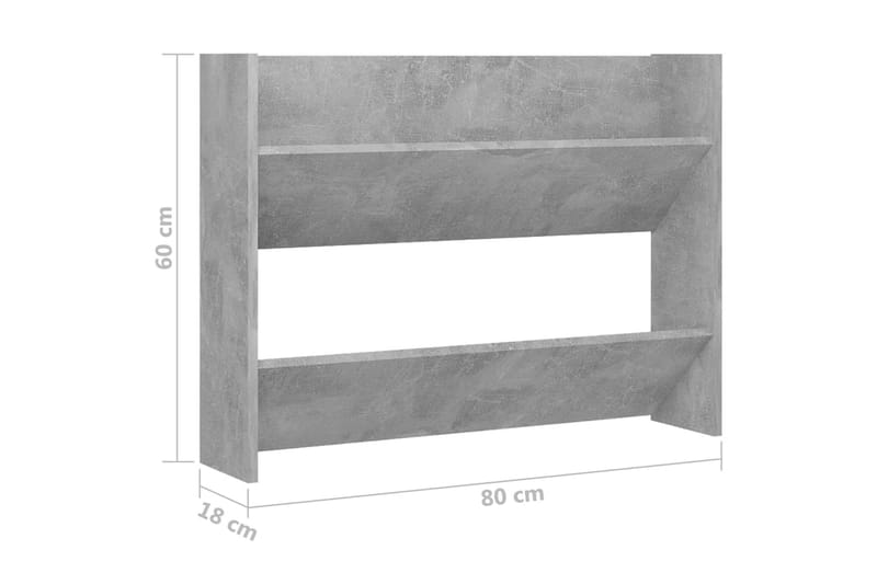 Veggskoskap betonggrå 80x18x60 cm sponplate - Grå - Oppbevaring - Skooppbevaring - Skohylle & skostativ