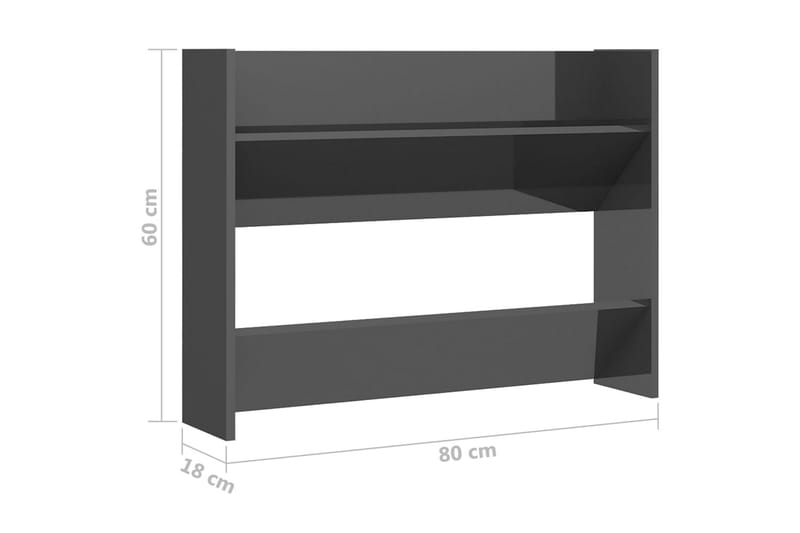 Veggskoskap høyglans grå 80x18x60 cm sponplate - Grå - Oppbevaring - Skooppbevaring - Skohylle & skostativ