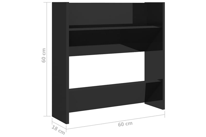 Veggskoskap høyglans svart 60x18x60 cm sponplater - Svart - Oppbevaring - Skooppbevaring - Skohylle & skostativ