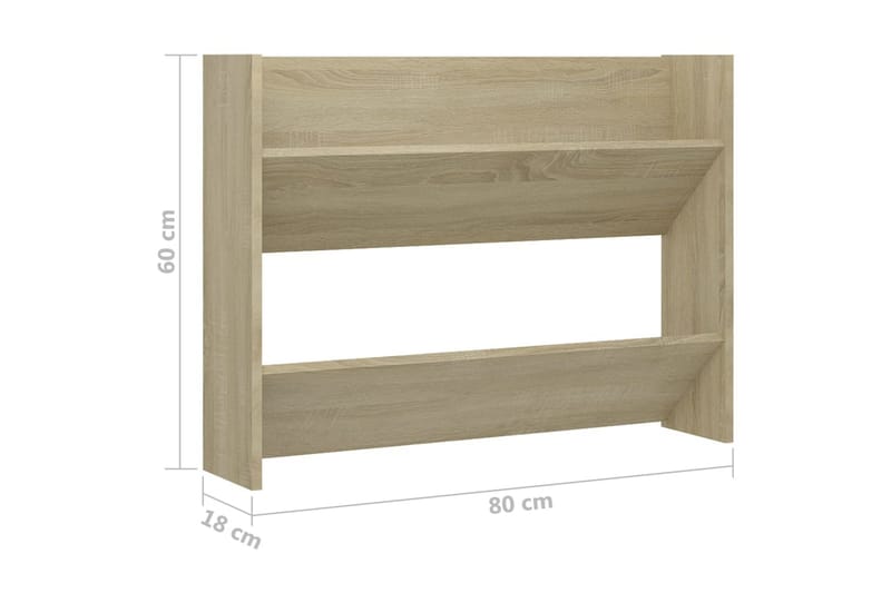 Veggskoskap sonoma eik 80x18x60 cm sponplate - Brun - Oppbevaring - Skooppbevaring - Skohylle & skostativ