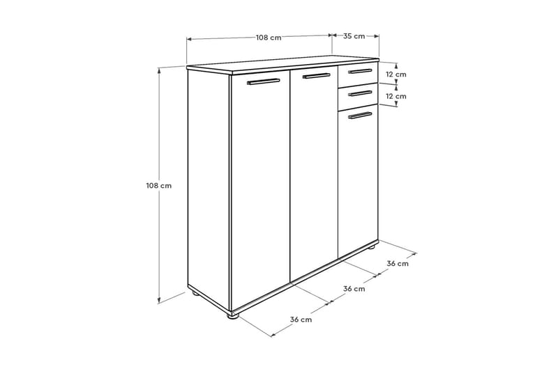 Skoskap 108x108 cm - Hvit - Oppbevaring - Skooppbevaring - Skoskap