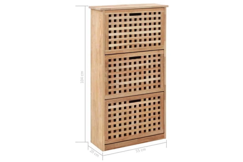 Skoskap 55x20x104 cm heltre valnøtt - Brun - Oppbevaring - Skooppbevaring - Skoskap