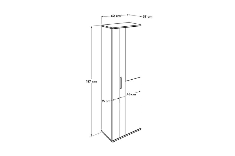 Skoskap 60x187 cm - Hvit - Oppbevaring - Skooppbevaring - Skoskap