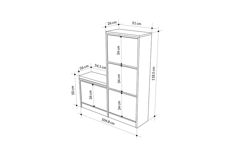 Skoskap Dude 105 cm - Eik - Oppbevaring - Skooppbevaring - Skoskap