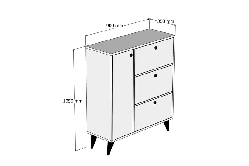 Skoskap Miltar 35x90 cm - Natur/Hvit/Gul/Antrasitt - Oppbevaring - Skooppbevaring - Skoskap