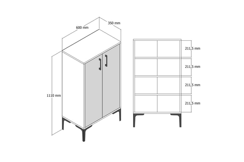 Skoskap Praha 35x60 cm - Valnøtt - Oppbevaring - Skooppbevaring - Skoskap