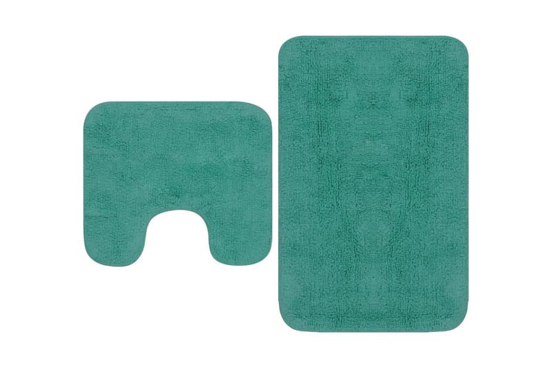 Baderomsmattesett 2 stk stoff turkis - Grønn|Blå - Baderomstekstiler - Store tepper - Baderomsmatte - Små tepper