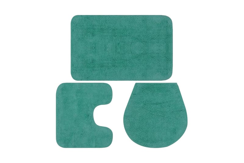 Baderomsmattesett 3 stk stoff turkis - Grønn|Blå - Baderomstekstiler - Store tepper - Baderomsmatte - Små tepper