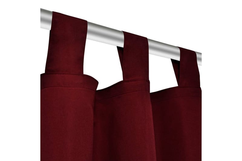 2stk Bordeaux Micro-Sateng Gardiner med Sløyfer 140 x 225 cm - Rød - Tekstiler & tepper - Gardiner - Mørkleggingsgardin