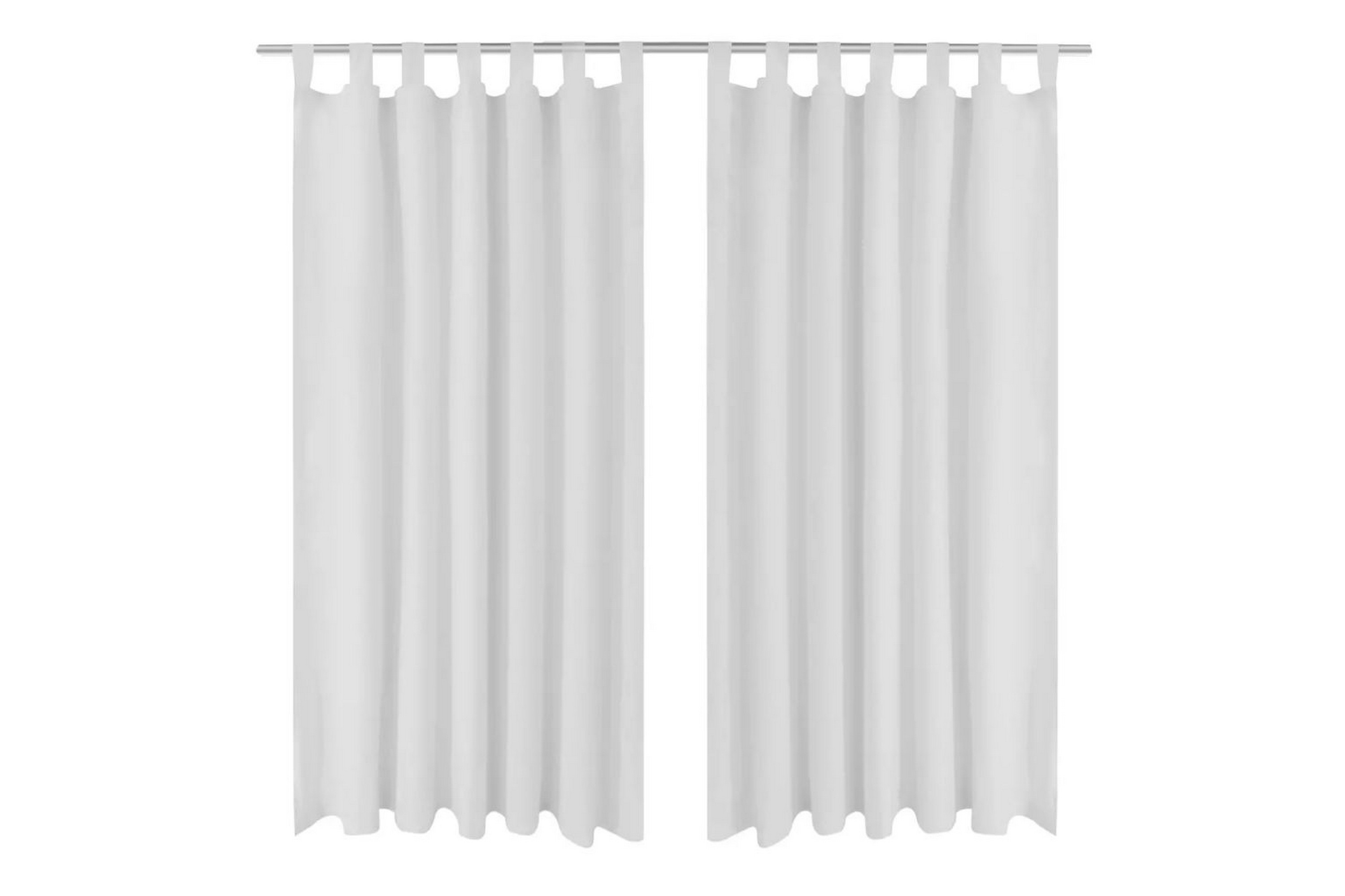 Be Basic 2stk Hvit Micro-Sateng Gardiner med Sløyfer 140 x 245 cm -