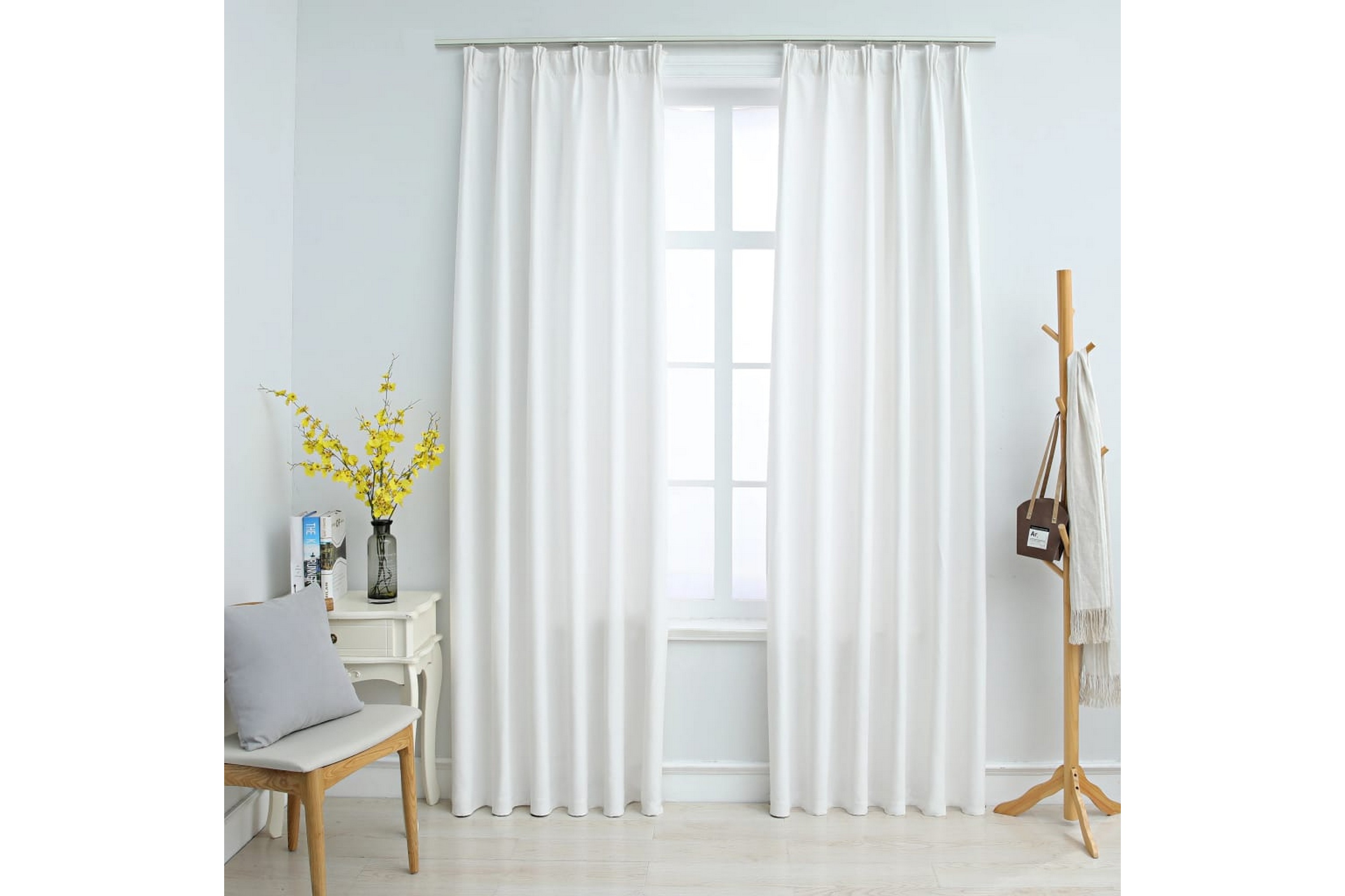 Be Basic Lystette gardiner med kroker 2 stk offwhite 140x225 cm -