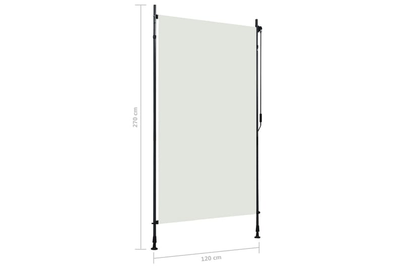 Utendørs rullegardin 120x270 cm kremhvit - Krem - Tekstiler & tepper - Gardiner - Rullegardin