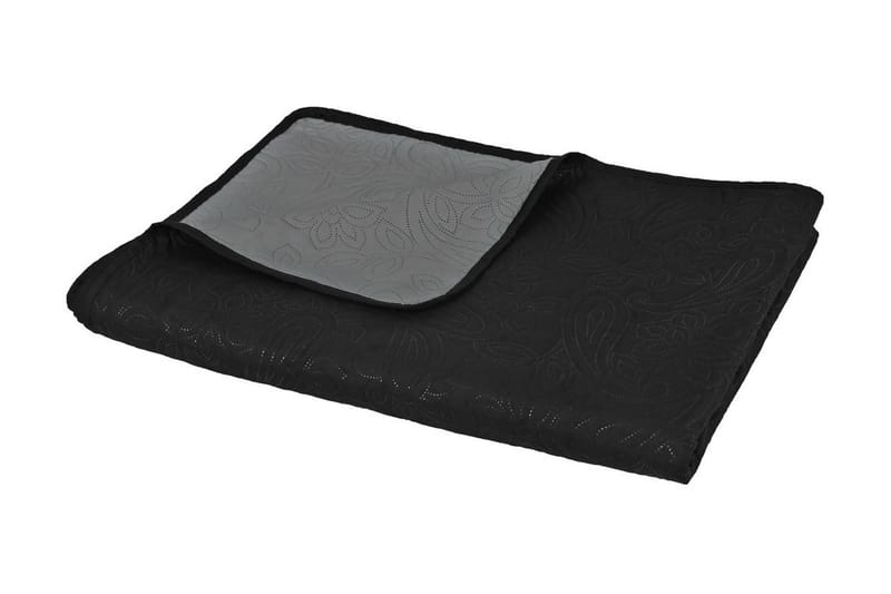 dobbeltsidig vattert sengeteppe 220x240 cm grå og svart - Svart - Sengetøy - Sengeteppe - Sengeteppe dobbeltseng
