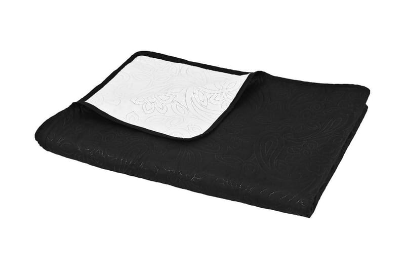 dobbeltsidig vattert sengeteppe 220x240 cm svart og hvitt - Svart - Sengetøy - Sengeteppe - Sengeteppe dobbeltseng