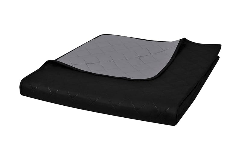 Tosidig vattert sengeteppe svart/grå 170 x 210 cm - Svart - Sengetøy - Sengeteppe - Sengeteppe dobbeltseng