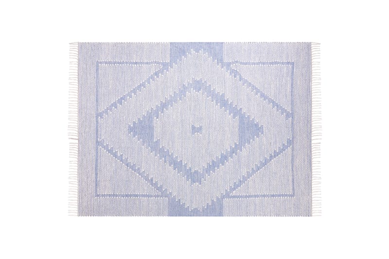 Bomullsteppe Ansar 160x230 cm - Blå - Små tepper - Bomullsmatter - Teppe barnerom - Store tepper - Mønstrede tepper