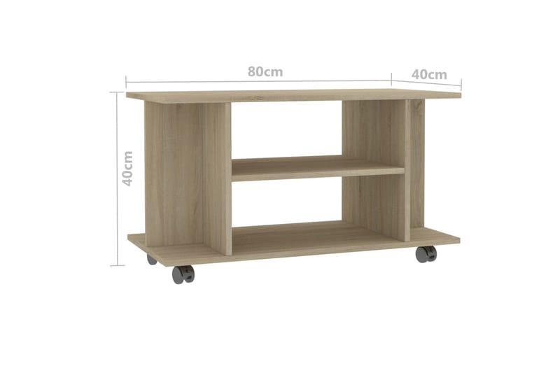 TV-benk med hjul sonoma eik 80x40x40 cm sponplate - Brun - Tekstiler & tepper - Teppe & matte - Moderne matte - Ullteppe