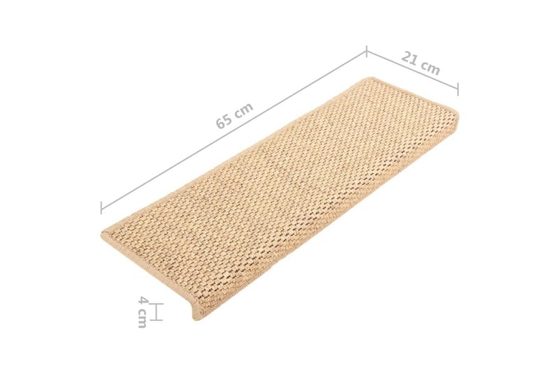 Selvklebende trappematter sisal-utseende 15 stk 65x25 cm - Beige - Tekstiler & tepper - Teppe & matte - Spesialmatte - Trappetrinnstepper