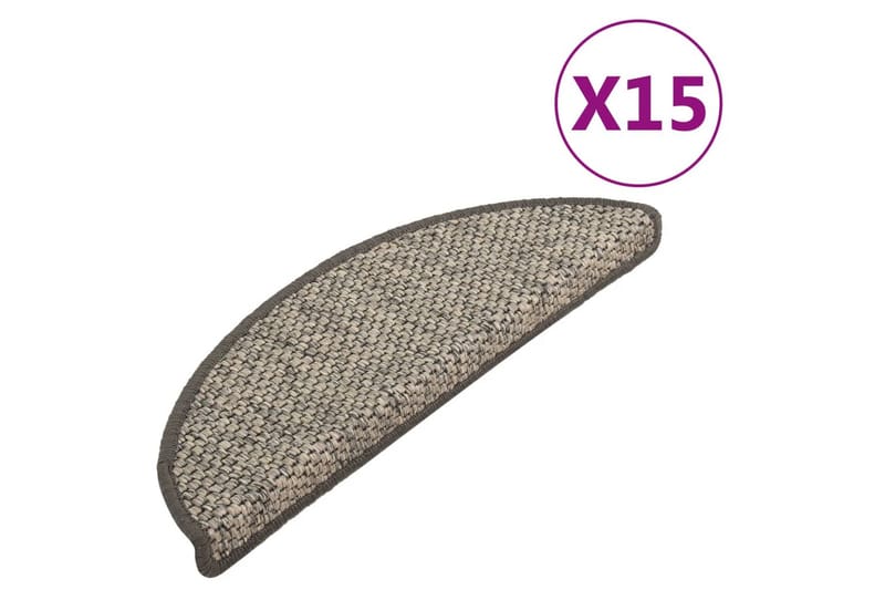 Selvklebende trappematter sisal 15 stk 65x25 cm antrasitt - Antrasittgrå - Tekstiler & tepper - Teppe & matte - Spesialmatte - Trappetrinnstepper