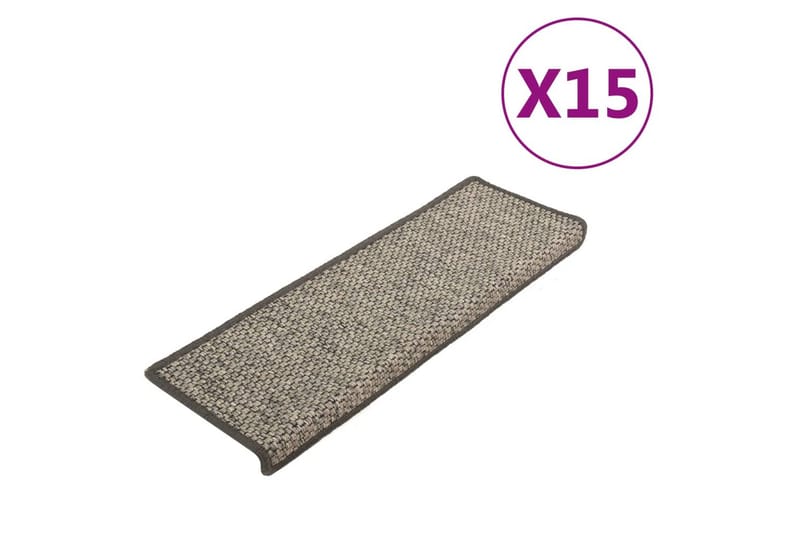 Selvklebende trappematter sisal 15 stk 65x25 cm - Beige - Tekstiler & tepper - Teppe & matte - Spesialmatte - Trappetrinnstepper