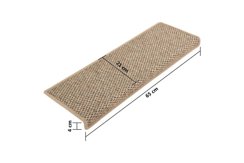 Selvklebende trappematter sisal 15 stk 65x25 cm mørk beige - Beige - Tekstiler & tepper - Teppe & matte - Spesialmatte - Trappetrinnstepper